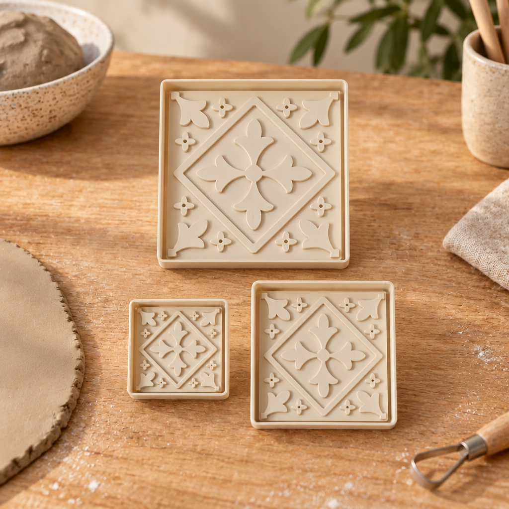 Molde Cortador Quadrado Ornamental — molde para cerâmica em PLA