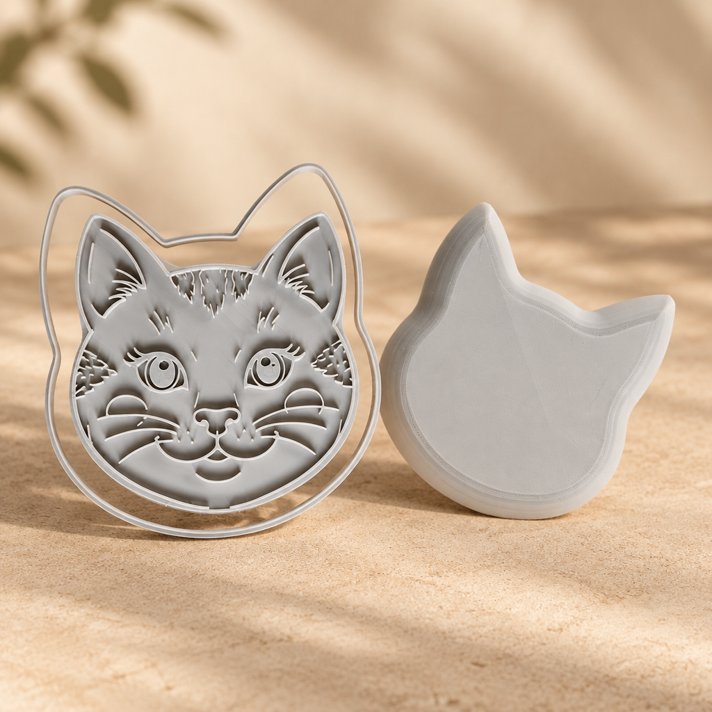 Molde Cortador Rosto Animal - Gatinho — molde para cerâmica em PLA
